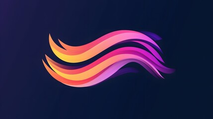 A minimalist logo with bold vibrant brushstrokes forming a flowing wave pattern representing the fluidity of creativity. Elegant style.