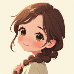 Loose Side Braid – Soft and Stylish Braid Hairstyle, Digital Hair Art and Vector Illustration

