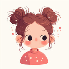 High Top Knot – Trendy and Sophisticated Bun Hairstyle, Digital Hair Art and Vector Illustration

