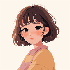 Choppy Short Cut – Bold and Trendy Short Hairstyle with Choppy Layers, Fashionable Women’s Haircut, Vector Art Illustration

