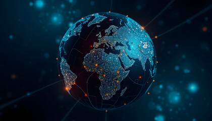 Naklejka premium Globe Earth Digital Network Global