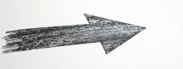Close-Up of Hand Drawn Outline of Arrow Sketch  on White Background. Ideal for corporate presentations, graphic design elements, visuals emphasizing, directional movement.