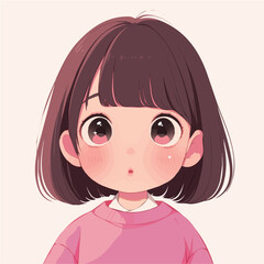 Lob Hairstyle – A Perfect Combination of Sleek Volume, Modern Style, and Elegant Texture in Flat 2D Illustration
