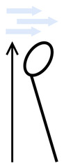 Blue arrows indicate motion while a black arrow suggests direction next to a loop. Ideal for concepts of progress, movement, navigation, growth, simplicity, abstraction, and focus. Line metaphor