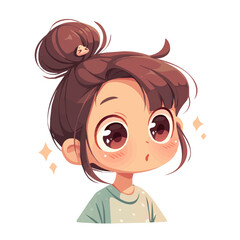 Top Knot Hairstyle – A Perfect Combination of Elegant Texture, Volume, and Contemporary Style in Flat 2D Illustration
