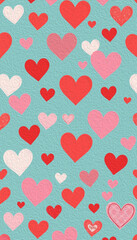 Valentine's Day card design. Illustration with oil paint. Pattern for printing on wall decorations, covers, wallpapers