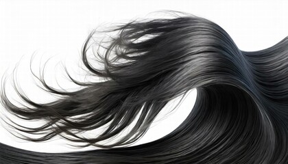 Stunning D Illustration of Windblown Long Wavy Hair on an Isolated White Background Perfect for Fashion, Beauty, and Creative Projects
