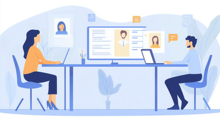 HR Professional Reviewing Resumes and Conducting Interviews in a Modern Office to Promote Recruitment, Team Building, and Inclusive Organizational Culture