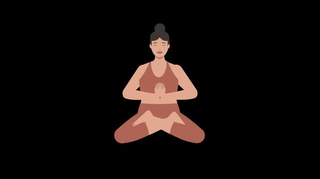 Animated illustration of a body positive white woman doing asana yoga Agnistambhasana pose 