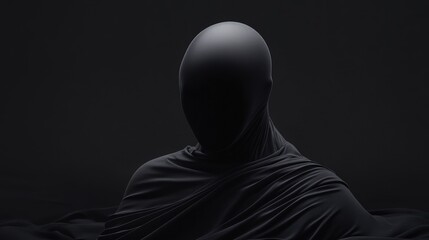 Figura enigmática cubierta con tela negra