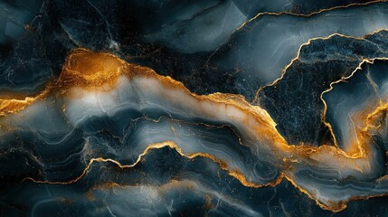 A mesmerizing abstract design featuring dark blue and golden swirling patterns.