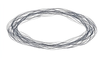 A scribble snake frame with intricate looping lines forming an oval shape. No background. Created as a detailed vector asset with bold and fine strokes