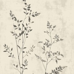 Fototapeta premium Ilustración de plantas y hojas en fondo claro