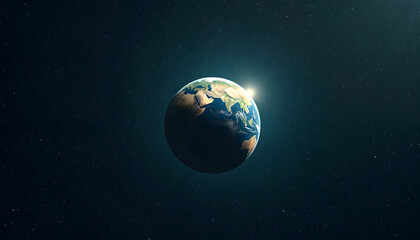 Fototapeta premium small Earth in the space, grunge, with white tones