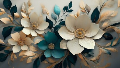 Vintage wallpaper with flowers. Generated image
