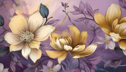 Vintage wallpaper with flowers. Generated image