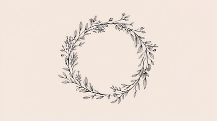 Elegant floral wreath frame with delicate leaves and flowers. (1)