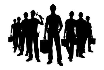 Silhouette group of worker vector. Design concept for poster, business advertising, backdrop, banner. Eps 10