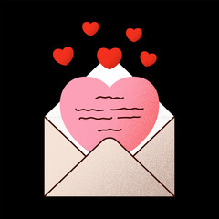 love letter envelope Valentines day minimal love letter vector illustration.