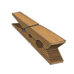 Wooden clothespin on white background