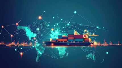 Fototapeta premium logistics network flat design front view global trade animation Split-complementary color scheme