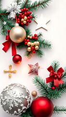 Christmas decoration design elements isolated on white background. Christmas, winter holiday, new year concept, low-poly. isolated with white highlights