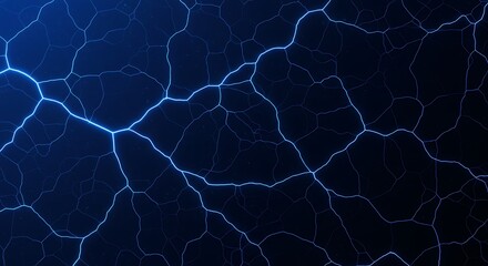 Obraz premium Dark cracked glowing blue network surface with vibrant electric lines, concept for digital technology, business innovation and corporate communication