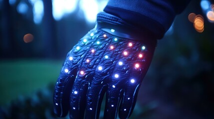 Smart Clothing for Athletes A smart golf glove with sensors analyzing grip pressure and swing mechanics for golfers One main object high quality very detailed Professional image