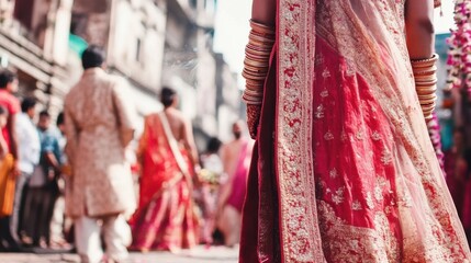 Cultural Proposal Ceremony With Traditional Attire and Vibrant Decorations in the Community