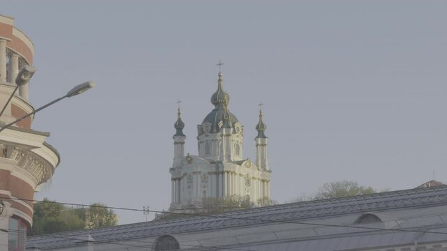 Apple log. Footage On iPhone 15 Pro Max. Church on the hill.
