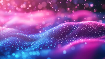 Abstract Glittering Pink Blue Wave Background