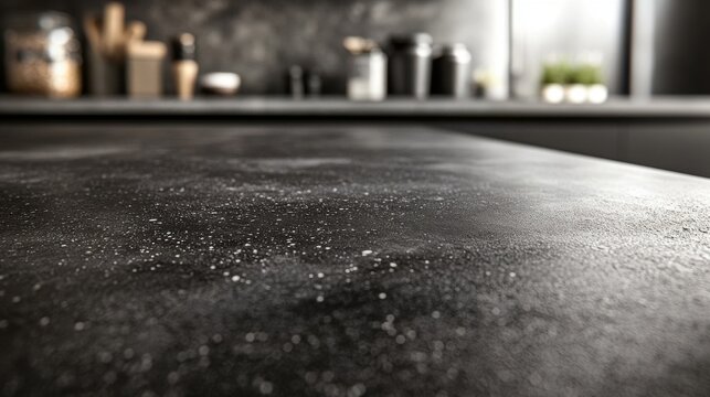 Cocina moderna encimera negra utensilios de cocina
