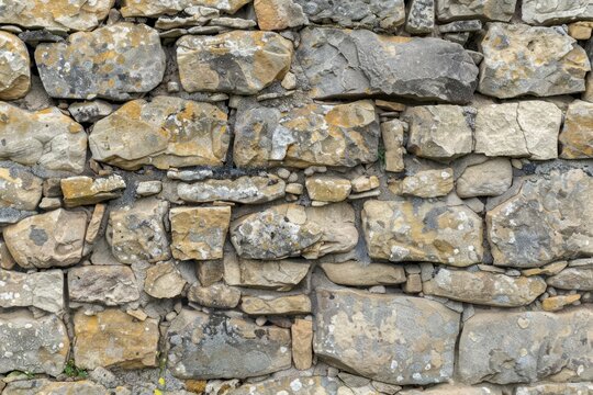 Photo of Old grey and brown stone wall. Background texture for backdrops or mapping