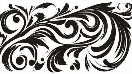 Fototapeta premium Abstract Black and White Floral Design Artwork