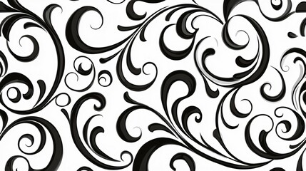 Fototapeta premium Abstract Black And White Floral Swirl Design