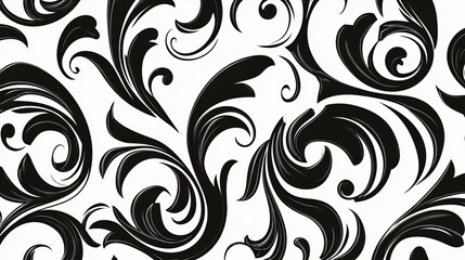 Fototapeta premium Abstract Black And White Swirling Floral Design