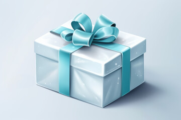 Fototapeta premium Gift with a Light Blue Ribbon