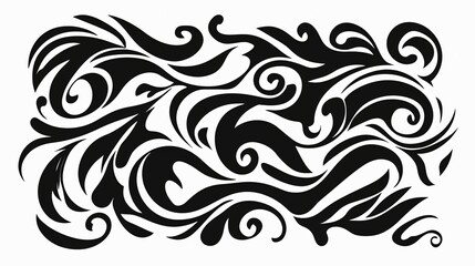 Fototapeta premium Abstract Black and White Swirling Floral Design