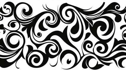 Fototapeta premium Abstract Black And White Swirling Floral Design