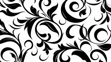 Fototapeta premium Abstract Black And White Floral Swirl Design