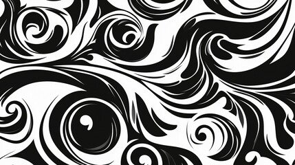 Fototapeta premium Abstract Black And White Swirling Floral Design