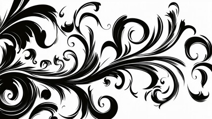 Fototapeta premium Abstract Black and White Floral Design Swirls