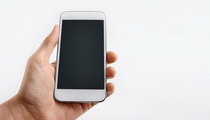 Hand with Phone Blank screen white background