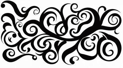 Abstract Black Swirl Design Artistic Floral Pattern