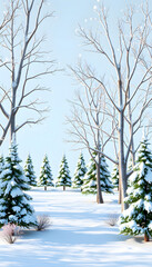 Obraz premium Trees in winter on transparent background - 3D Illustration. isolated with white highlights