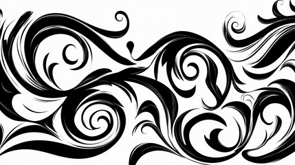 Fototapeta premium Abstract Black And White Swirling Floral Design