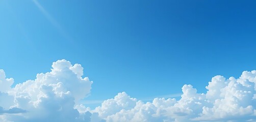 Fluffy Cumulus Clouds Against a Blue Sky