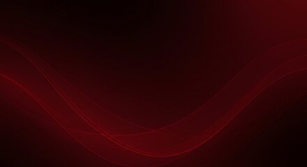 Obraz premium Dark gradient red wavy abstract background with smooth curves, concept for business presentation, technology innovation and corporate design