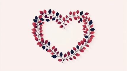 Romantic Valentine card featuring floral vector elements, elegant and minimal, white background