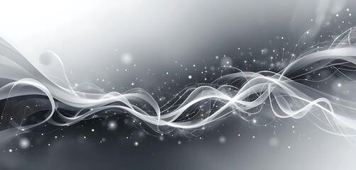 Abstract Silver Waves with Shimmering Particles